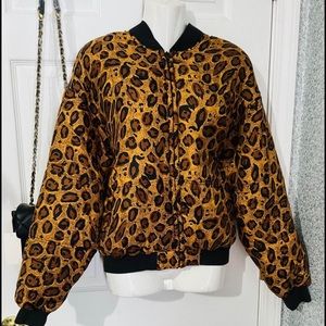 Selene silk leopard puffer jacket